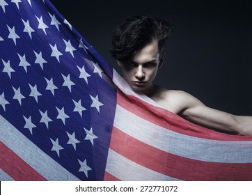 Naked Handsome Vogue Man American Flag Shutterstock