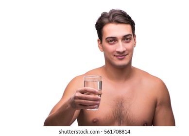 Naked Man Drinking Water Isolated On Stock Photo Edit Now 561708814