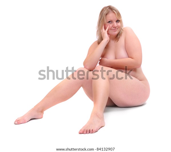 Naked Overweight Woman On A White Background