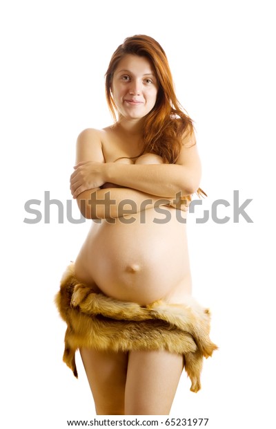 400px x 620px - Naked Pregnant Woman Covered Fox Fur Stock Photo (Edit Now ...