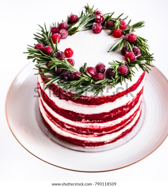 Naked Red Velvet Cake Decorated Sugared Stock Photo Edit Now 790118509