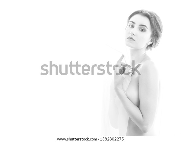 Naked Sensual Woman Veil On White库存照片 Shutterstock