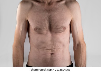 Naked Upper Body Of Physically Working Older 60 Years Old Male. No Fat