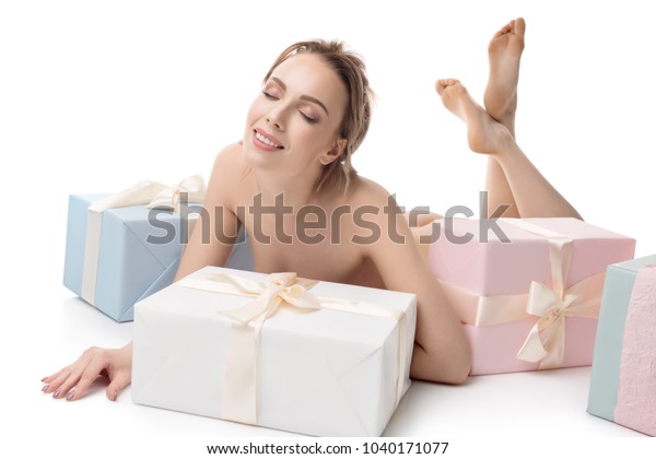 Naked Woman Color Gift Boxes On Stock Photo Shutterstock