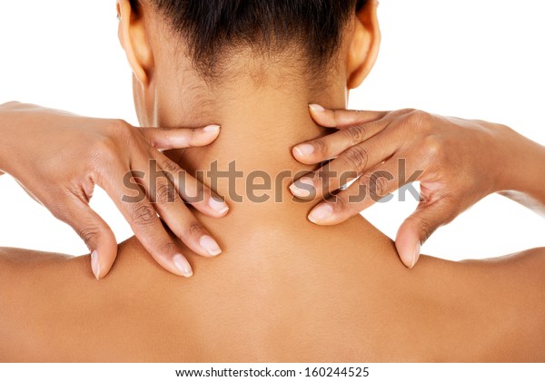 Naked Woman Doing Neck Selfexamination Back Stock Photo Edit Now