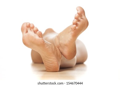 Naked Woman Lying On Floor Focus Stock Photo Shutterstock