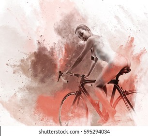 Naked Woman On Bicycle Image Combined Stock Photo Shutterstock