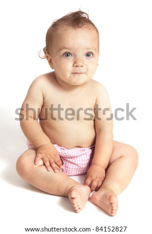Naket Baby Girl Isolated With White Background Naket Baby Girl Isolated With White Background