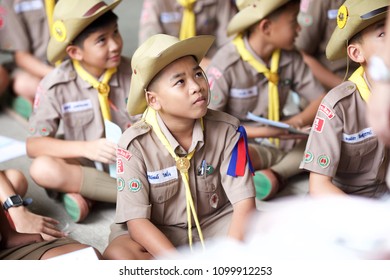 NAKHON PATHOM, THAILAND - August 5, 2016 : Thai Scout in basic camping lesson activity, Scout Camp in local school, Thailand