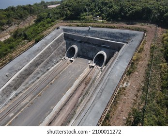 Nakhon Ratchasima, Thailand 1January2022:high Angle View Of Construction And Drill A High-speed Train Tunnel