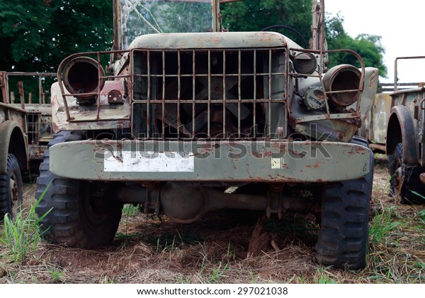 NAKHONRATCHASIMA, THAILAND-JULY 16: Car Dodge\
WC61 US Army, from Vietnam War Era  retired from Surathampitak Thai\
Army Camp waiting for buyer to purchase, July 16, 2015 in\
Nakhonratchasima,\
Thailand.