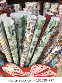 Nakorn Si Thammarat, Thailand. December 1, 2020: Close Up Of Gift Wraps In Mall