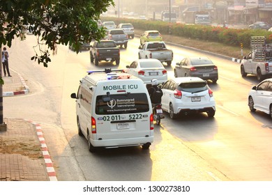 NAKORNPATHOM,THAILAND-31 JANUARY;2019:The Mobile Icu Is Going To Rescue Emergency Patient