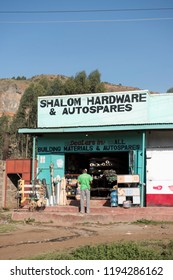 Nakuru, Kenya - October, 2016. Man In Front Of Hardware Store. Small Kenyan Business. 