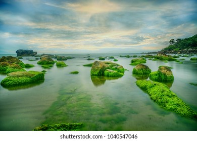 Nam O Beach is a beautiful beach in Danang city , Vietnam. Beautiful moss rocks at the beach is interesting for travel and take a photo.