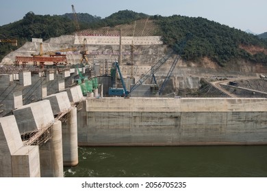 Nam Ou 3 Hydroelectic dam in Laos. Hydroelectric dam built in Nam Ou river, Luang Prabang, Laos. Tributary of the Mekong river. Part of China's belt and road initiative
