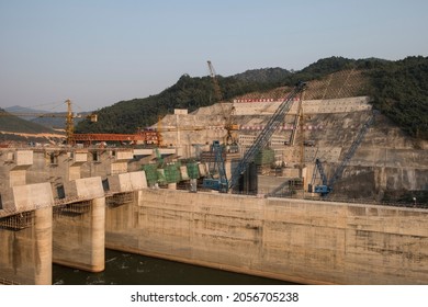 Nam Ou 3 Hydroelectic dam in Laos. Hydroelectric dam built in Nam Ou river, Luang Prabang, Laos. Tributary of the Mekong river. Part of China's belt and road initiative