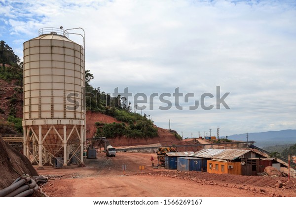 Nam theun 1 Hydro Power  Project.\
Nam Kading river, Bolikhamxay province, Laos. November 21, 2019.\
\
Cement Powder Silos for Concrete Batch\
Plant.