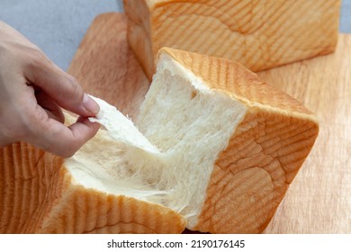 NAMA Shokupan Or Japanese Bread Loaf On Wooden Board