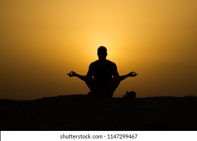 Namaste Karma Sunset Backligthing Man Meditation Ying Yang Yoga