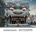 Namba Yasaka shrine (Namba Yasaka-jinja), famous for its enormous lion head-shaped building, in Osaka, Japan.