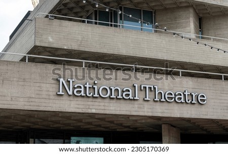The name sign on the National Theatre building in London Southbank Centre.