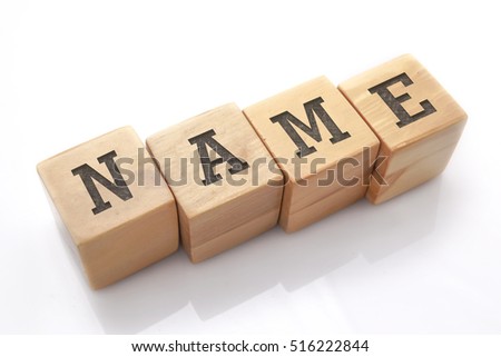 NAME word made with building blocks isolated on white