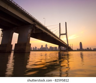 Named Bayi Bridge In The Night Of Shanghai China.