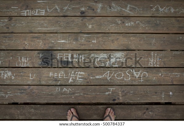 Names Carved Wood Stock Photo Edit Now 500784337