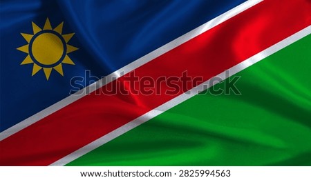 Namibia flag with cloth textured background. National flag of Namibia with realistic texture
