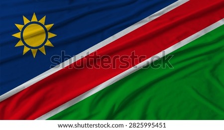 Namibia flag waving. Flag of Namibia with cloth texture