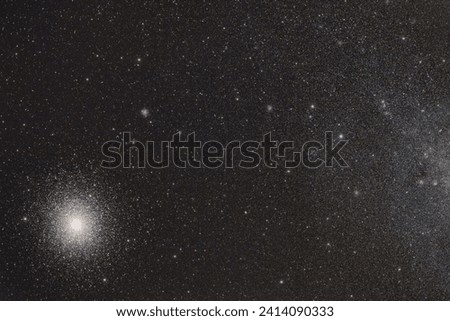 Namibia- region khomas- near uhlenhorst- astrophoto of the globular cluster 47 tuc (ngc 104) and its neighbor spiral galaxy small magellanic cloud (smc- ngc 292) with a telescope