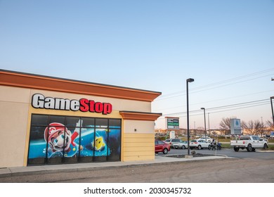 NAMPA, IDAHO - MARCH 30 2021: Gamestop Storefront During One Of Their Big Stock Market Rally