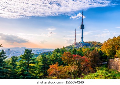 Namsan Mountain In Autumn At Seoul City South Korea 