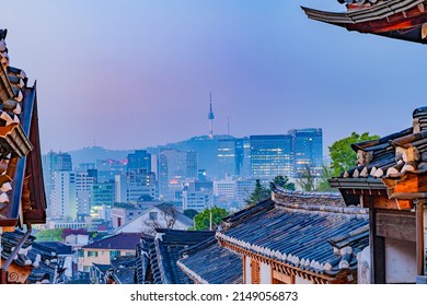 Namsan Seoul Tower building Seoul cityscape taken at dawn