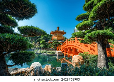 Nan Lian garden, Chinese classical garden, Golden Pavilion of Perfection in Nan Lian Garden, Hong Kong. - Powered by Shutterstock