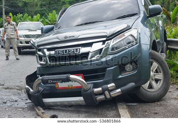 NAN, THAILAND - OCT 25 :\
Undefined Car crash accident on the street of mountain over the\
Undefined traffic jam of car on October 25, 2016 in Nan province,\
Thailand