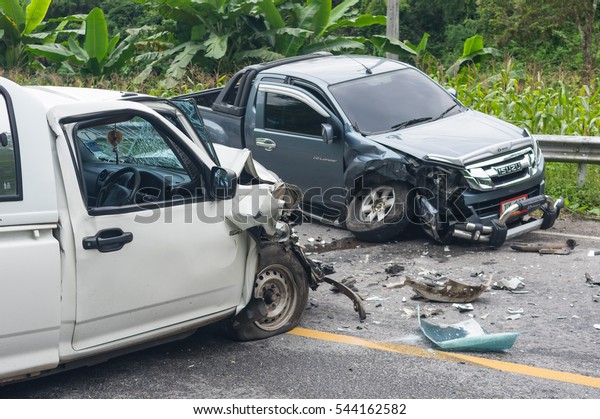 NAN, THAILAND - OCT 25 :\
Undefined Car crash accident on the street of mountain over the\
Undefined traffic jam of car on October 25, 2016 in Nan province,\
Thailand
