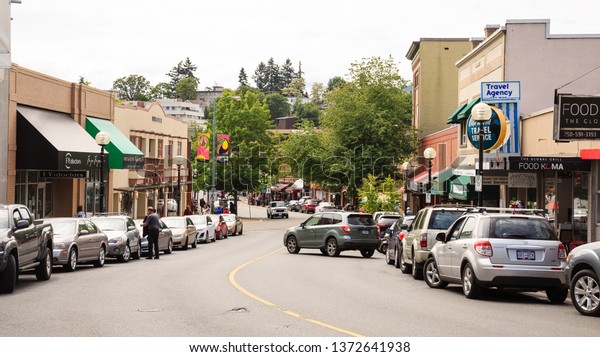 NANAIMO,\
BRITISH COLUMBIA - May 20, 2016: Nanaimo is a city and ferry port\
on the east coast of Vancouver Island, in British Columbia, Canada.\
 Shops and cafes fill the Old City\
Quarter.