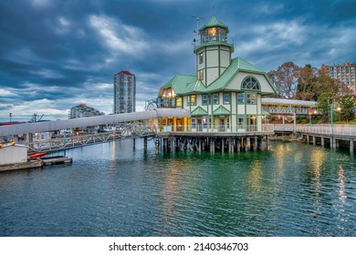 Nanaimo Buildings Along The Sea At Summer Sunset, Vancouver Island