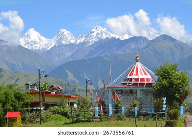 Nanda Devi Temple at Munsiyari within Himalaya. A nice landscape view.