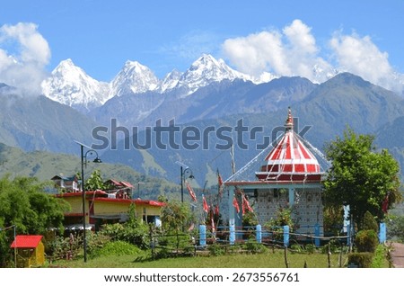 Nanda Devi Temple at Munsiyari within Himalaya. A nice landscape view.