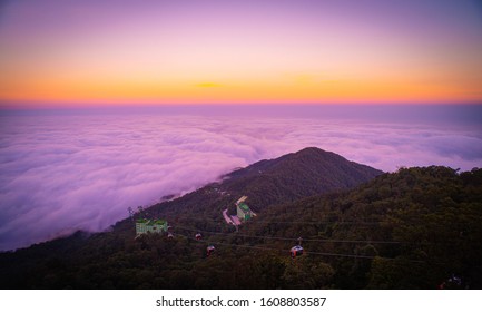 Dà Nang, Hai Chau District / Vietnam - 25 December 2019,View of the cable car in the mountains of Vietnam. near the city of Da Nang, climb to the mountain of Bana hill - Powered by Shutterstock