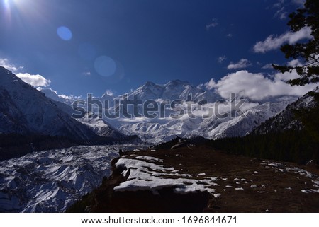 Nanga parbat peak 8126 meter high westernmost Himalayas Gilgit Baltistan Pakistan. View from fairymeadows