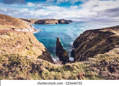 Nanjizal Cornwall England Uk Along The Coast Path In The South West.