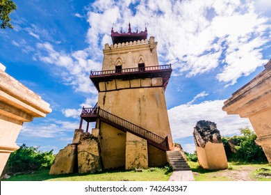 Nanmyint watch tower  in Inwa ancient city, Mandalay Myanmar