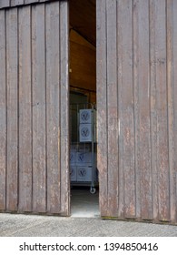 NANSTALLON, ENGLAND - MARCH 4, 2019: Wide Vertical View Of Boxes Of Wine Ready For Shipping At A Warehouse At The Camel Valley Vineyard. Travel And British Artisanal Winemaking Industry.