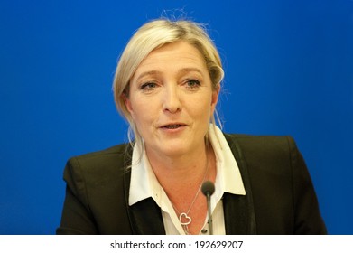 NANTERRE, FRANCE - MARCH 17, 2011: Marine le Pen in press conference at the headquarter of Front national, the political party she leads