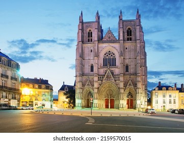 Nantes Cathedral At Night, France