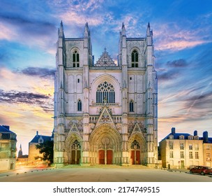 Nantes Cathedral At Night, France